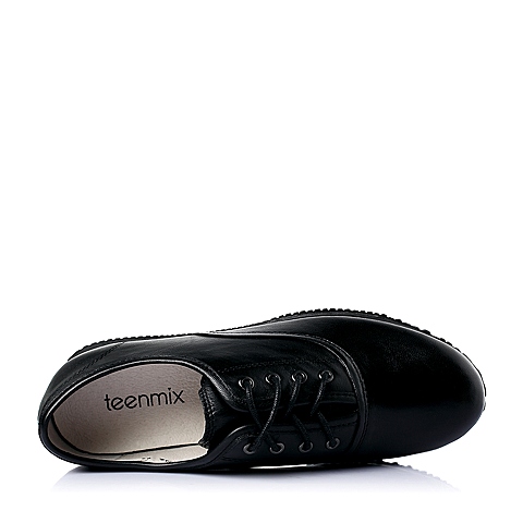 Teenmix/天美意春季专柜同款黑色绵羊皮女鞋6G722AM6