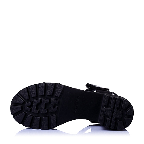 Teenmix/天美意夏专柜同款黑-擦色牛皮革女皮凉鞋6ZG12BL6