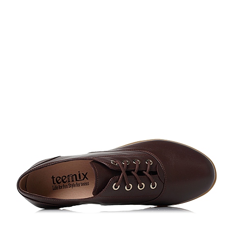 Teenmix/天美意秋专柜同款啡色牛皮革女单鞋6ZS24CM6