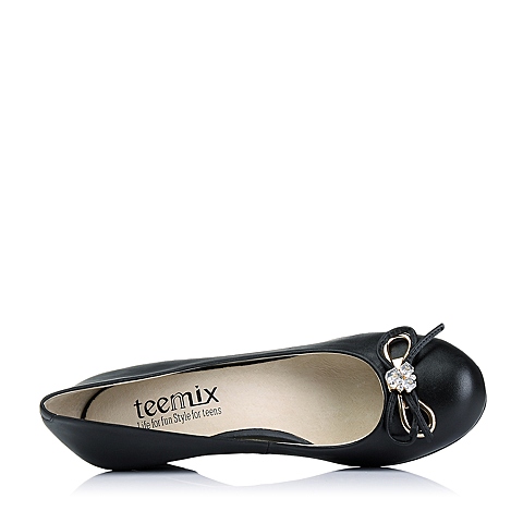 Teenmix/天美意秋专柜同款黑色牛皮革女单鞋6SK19CQ6