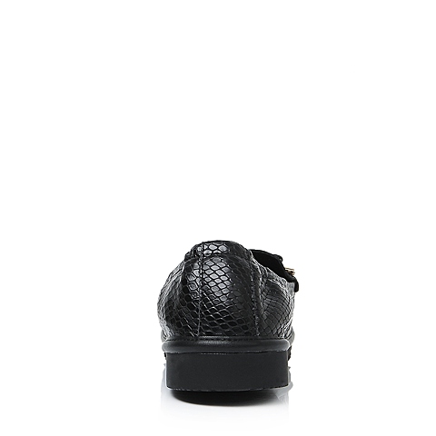 Teenmix/天美意秋季专柜同款黑色牛皮革女单鞋AN181CQ6