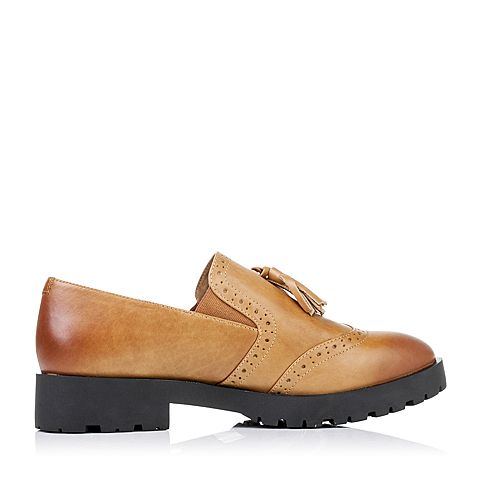 Teenmix/天美意秋季专柜同款棕色牛皮革女皮鞋6WW28CM6