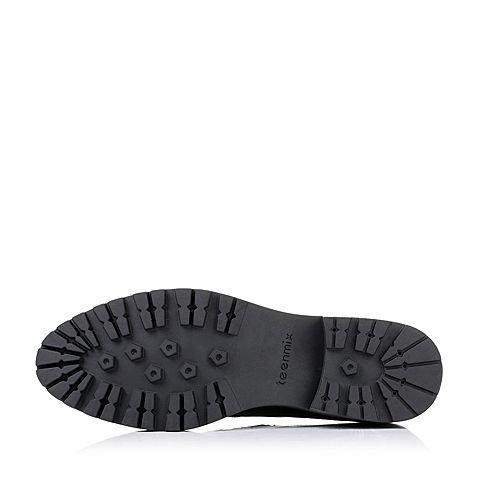 Teenmix/天美意秋季专柜同款黑色牛皮革女皮鞋6WW28CM6