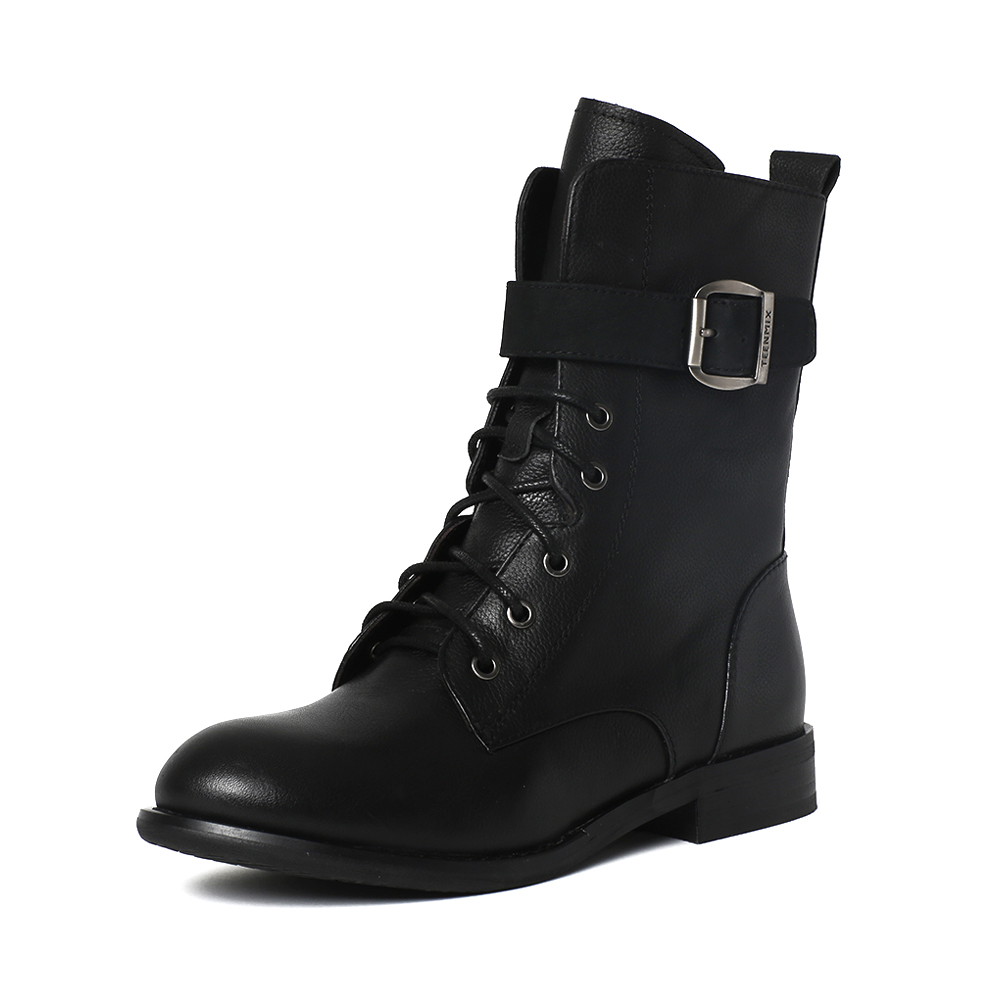 Teenmix/天美意冬季专柜同款黑色牛皮女靴6S261DZ6