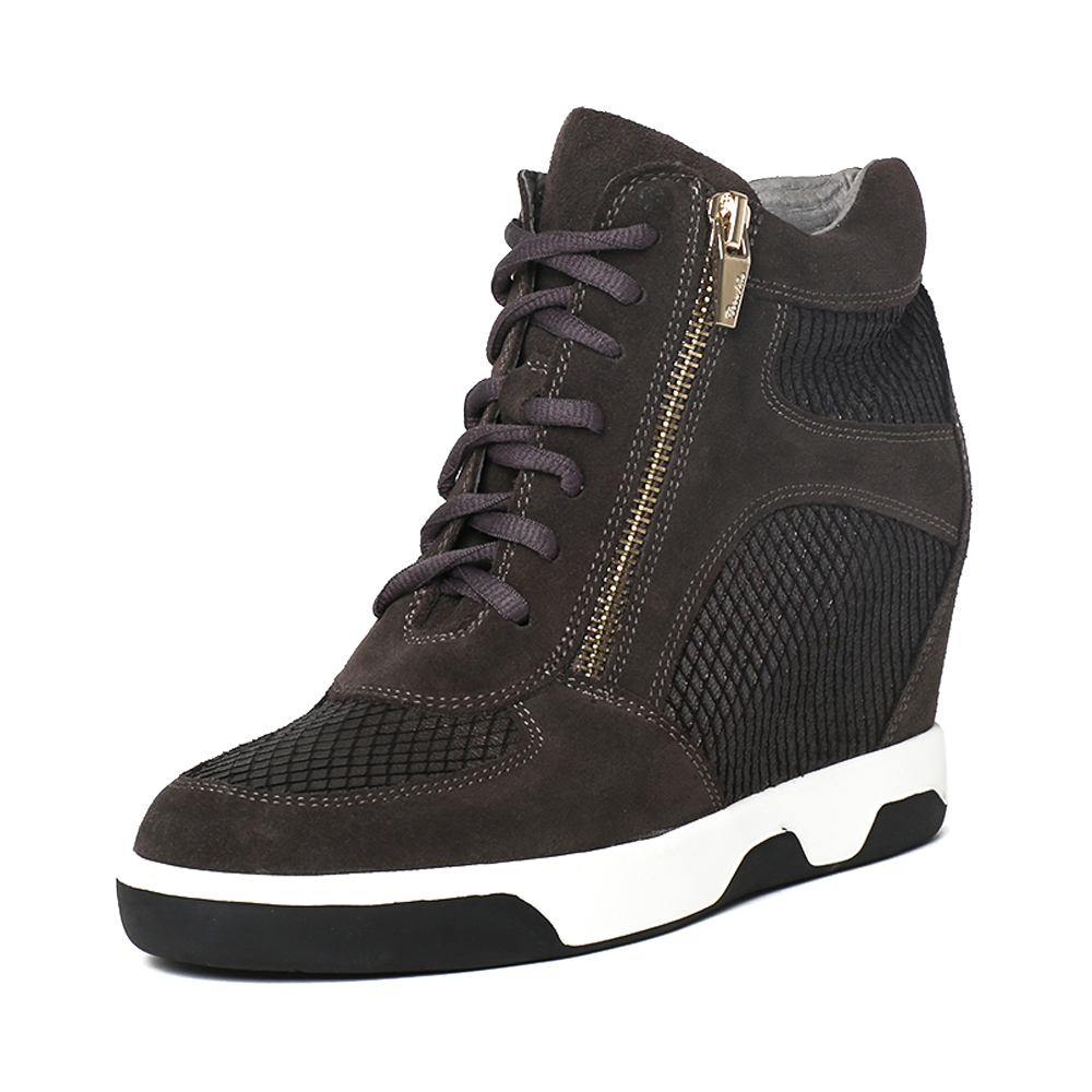 Teenmix/天美意冬季专柜同款深灰色二层牛皮/羊皮女靴6S560DZ6