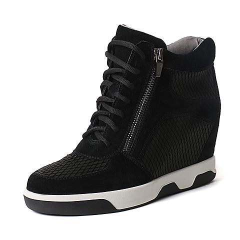 Teenmix/天美意冬季专柜同款黑色牛皮女靴6S560DZ6