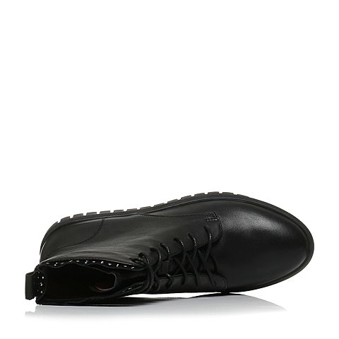 Teenmix/天美意冬季专柜同款黑色牛皮女休闲靴6Q641DD6