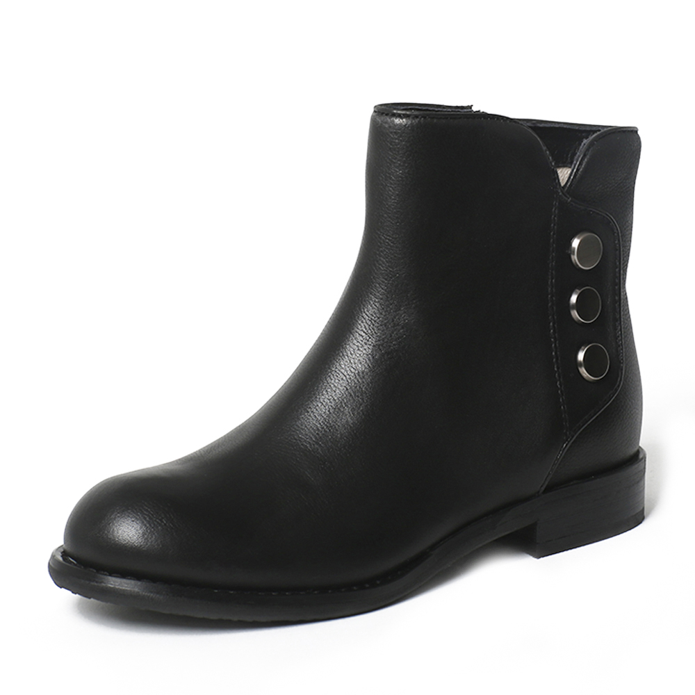 Teenmix/天美意冬季专柜同款黑色牛皮女短靴6S241DD6