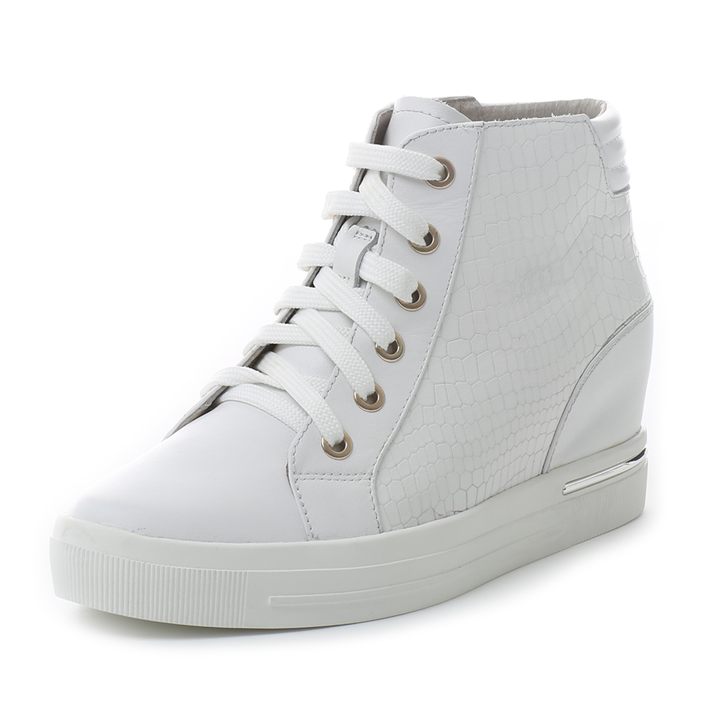 Teenmix/天美意冬季专柜同款白色牛皮女靴6S741DD6