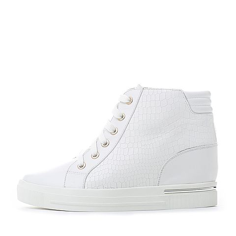 Teenmix/天美意冬季专柜同款白色牛皮女靴6S741DD6