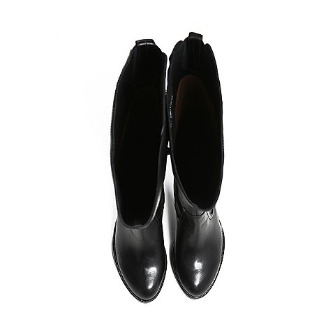 Teenmix/天美意冬季专柜同款黑色牛皮女靴6D591DC6