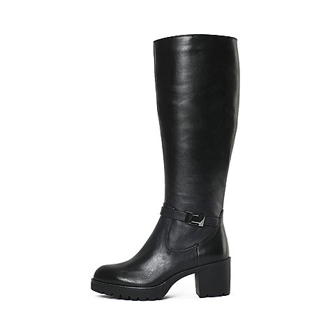 Teenmix/天美意冬季专柜同款黑色牛皮女靴6D582DG6