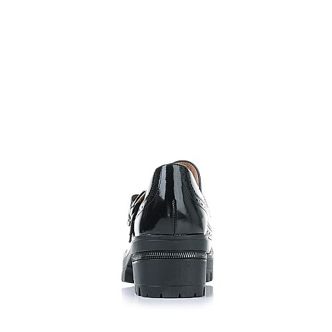 Teenmix/天美意秋季专柜同款黑色牛皮女单鞋6SR03CQ6
