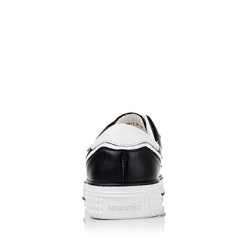 Teenmix/天美意秋季专柜同款黑/白色牛皮女单鞋6P621CM6