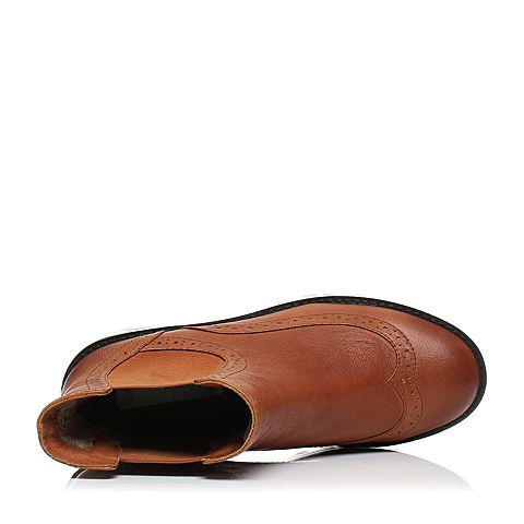 Teenmix/天美意冬专柜同款棕色牛皮女短靴（绒里）6E544DD6