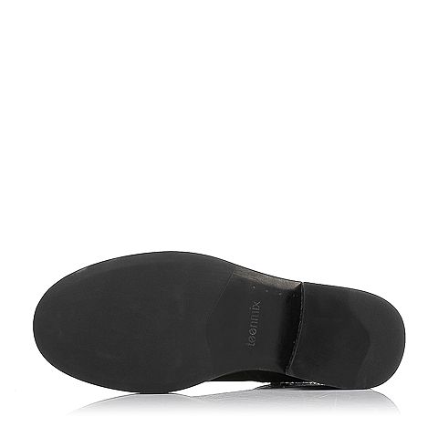 Teenmix/天美意冬专柜同款黑色磨砂牛皮女短靴（毛里）AO571DD6