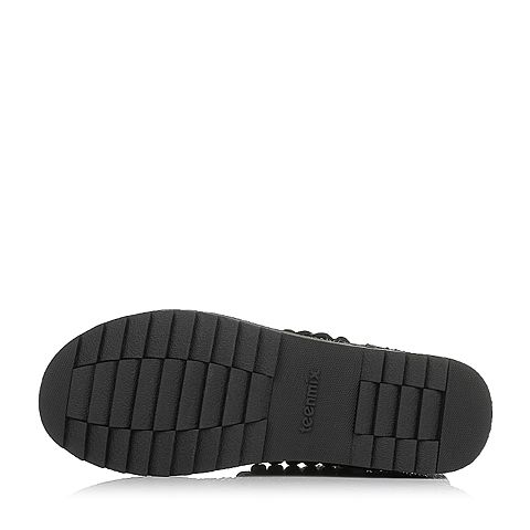 Teenmix/天美意冬专柜同款黑色亮片布女靴（毛里）6R264DZ6