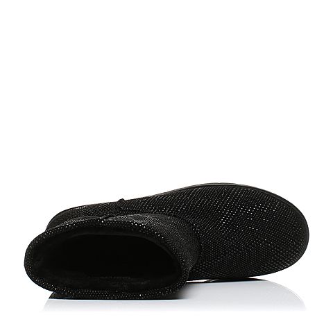 Teenmix/天美意冬专柜同款黑色猪皮女休闲靴（仿毛里）AN741DZ6