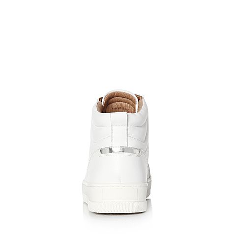Teenmix/天美意冬专柜同款白/银色牛皮舒适平跟男低靴65H43DD6