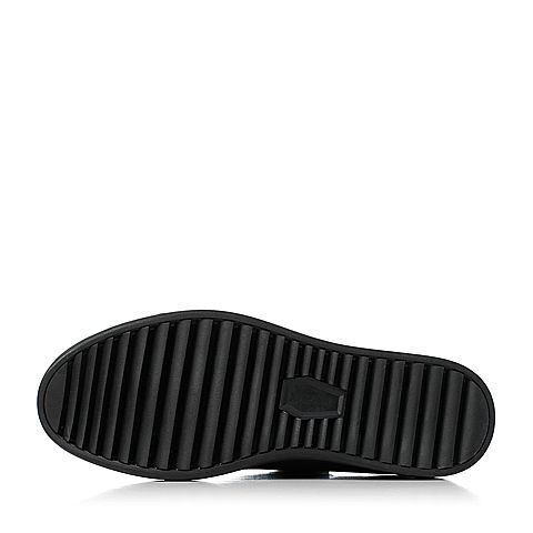 Teenmix/天美意冬专柜同款黑色剖层牛皮舒适平跟男休闲靴男靴(绒里)1ZK01DD6