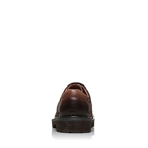 Teenmix/天美意冬专柜同款棕色油蜡牛皮方跟系带鞋男单鞋AUB02DM6