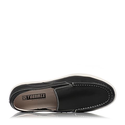 Teenmix/天美意夏季专柜同款黑色牛皮男单鞋64F06BM6