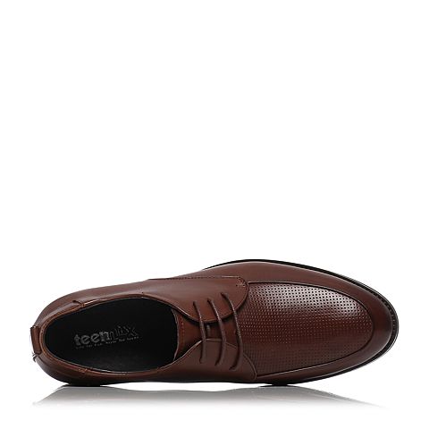 Teenmix/天美意夏季专柜同款棕色牛皮商务正装男单鞋1XF0TBM6
