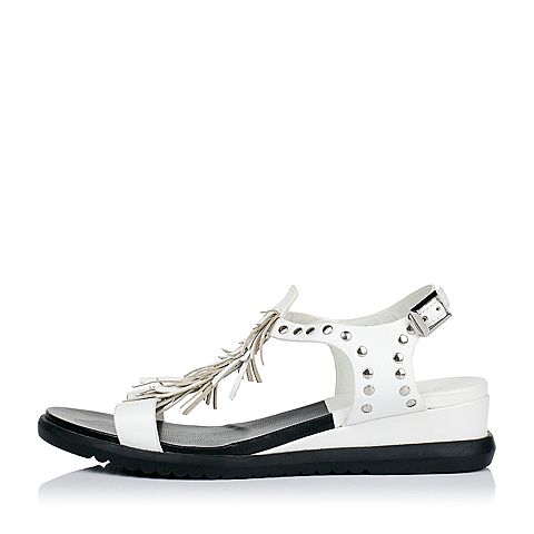 Teenmix/天美意夏季专柜同款白色羊皮女凉鞋AM92TBL6