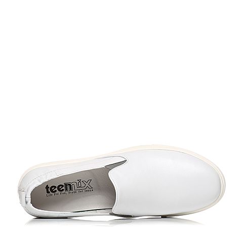 Teenmix/天美意夏季专柜同款白色牛皮乐福鞋男休闲鞋男鞋1WO01BM6