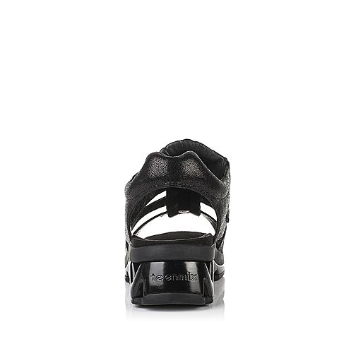 Teenmix/天美意夏季专柜同款黑色山羊皮女凉鞋6K902BL6