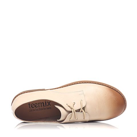Teenmix/天美意春季专柜同款米白色牛皮女单鞋6JH21AM7