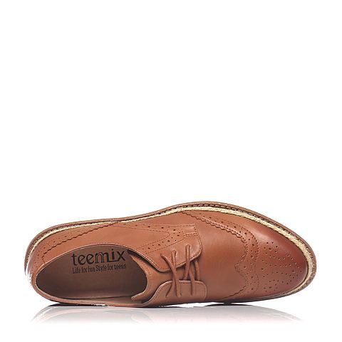 Teenmix/天美意春季专柜同款棕色牛皮女单鞋6ZW23AM7