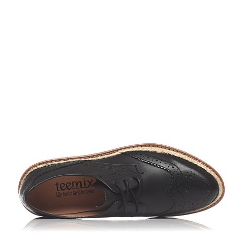 Teenmix/天美意春季专柜同款黑色牛皮女单鞋6ZW23AM7