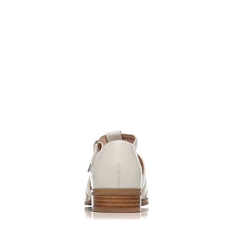 Teenmix/天美意春季专柜同款白色牛皮女凉鞋6T430AK7
