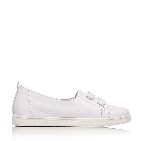 Teenmix/天美意春专柜同款白色牛皮平跟女休闲鞋女鞋6U901AQ7