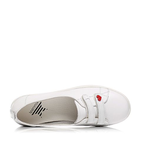Teenmix/天美意春专柜同款白色牛皮平跟女休闲鞋女鞋6U901AQ7