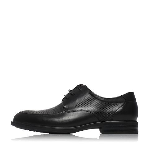 Teenmix/天美意夏季专柜同款黑色牛皮商务休闲风系带鞋男单鞋3CU02BM7