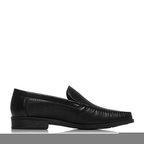 Teenmix/天美意夏季专柜同款黑色牛皮商务休闲风男单鞋男鞋3CV02BM7