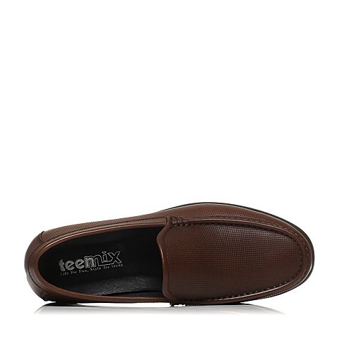 Teenmix/天美意夏季棕色牛皮商务休闲男单鞋R7351BM7