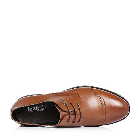 Teenmix/天美意春季棕色牛皮英伦绅士商务正装男单鞋F6298BM7
