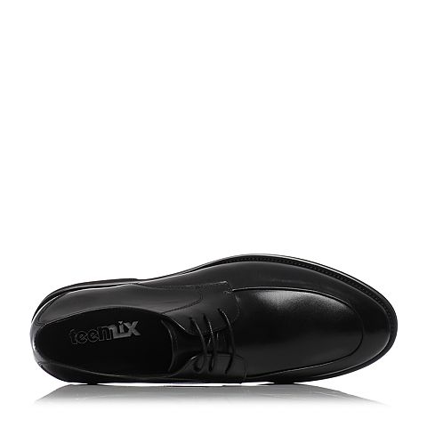 Teenmix/天美意春专柜同款黑色牛皮商务风方跟德比鞋男单鞋2BD0TAM7