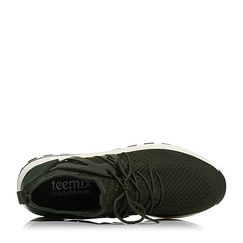 Teenmix/天美意秋专柜同款绿色布面厚底运动风女休闲鞋6T926CM7