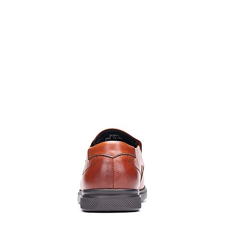 Teenmix/天美意秋专柜同款棕色牛皮商务风小方跟男单鞋2CD01CM7