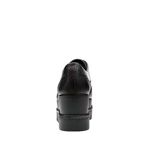 Teenmix/天美意秋专柜同款黑色牛皮英伦风松糕鞋女单鞋CBP20CM7