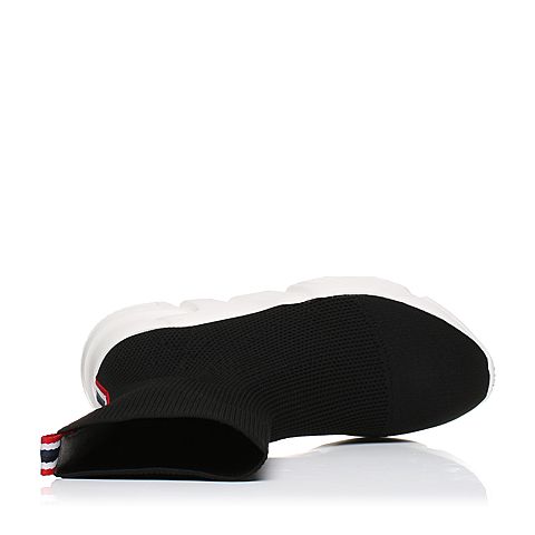 Teenmix/天美意冬黑色纺织品厚底休闲风潮流袜筒靴女靴CBR61DZ7