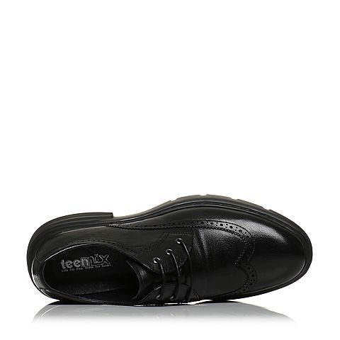 Teenmix/天美意冬季专柜同款黑色牛皮革镂花布洛克风男休闲鞋2DN01DM7