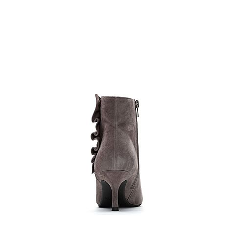 Teenmix/天美意冬专柜同款灰色羊绒皮知性通勤女短靴AP971DD7