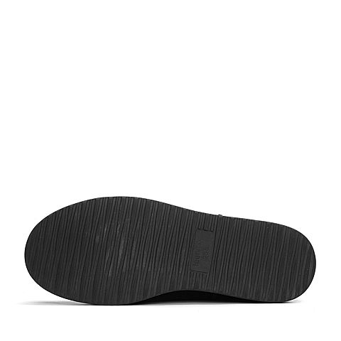 Teenmix/天美意冬专柜同款黑色牛剖层皮雪地靴女靴(毛里)AQ221DZ7