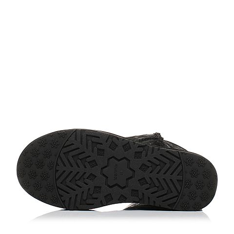 Teenmix/天美意冬黑色纺织品精美刺绣雪地靴女靴(仿毛里)58202DZ7