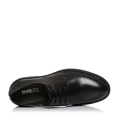 Teenmix/天美意冬专柜同款黑色牛皮英伦风德比鞋男单鞋2EJ01DM7